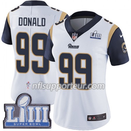 Maillot Femme Los Angeles Rams Aaron Donald  99 Nike Blanc 2019 Super Bowl LIII 